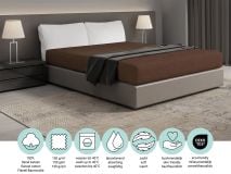 DoubleDry Flanel 90x200 cm hoeslaken - bruin thumbnail