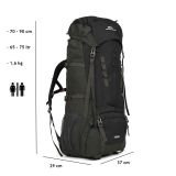 Dutch Mountains 65-75 liter backpack met regenhoes - Black thumbnail