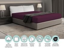 DoubleDry Flanel 180x200 cm hoeslaken - aubergine thumbnail