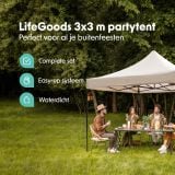 LifeGoods Easy Up 3x3 m partytent  - Beige thumbnail