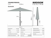 Madison Elba 300 cm push-up parasol - Grey thumbnail
