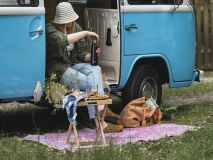 Rebel Outdoor blauw kruk met dienblad thumbnail