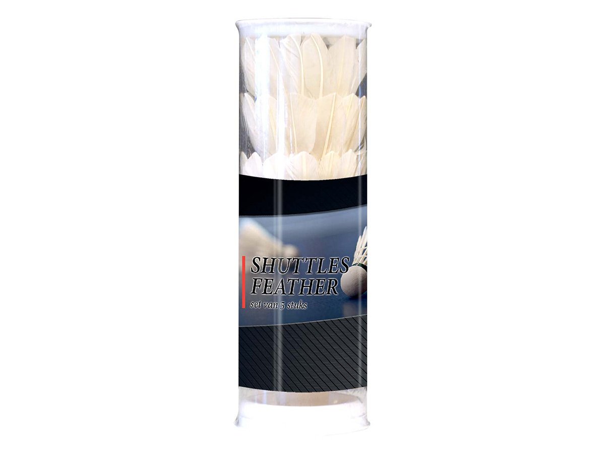 Set van 5x stuks badminton shuttles met veertjes wit 9 x 6 cm - Veren shuttles om mee te badmintonnen