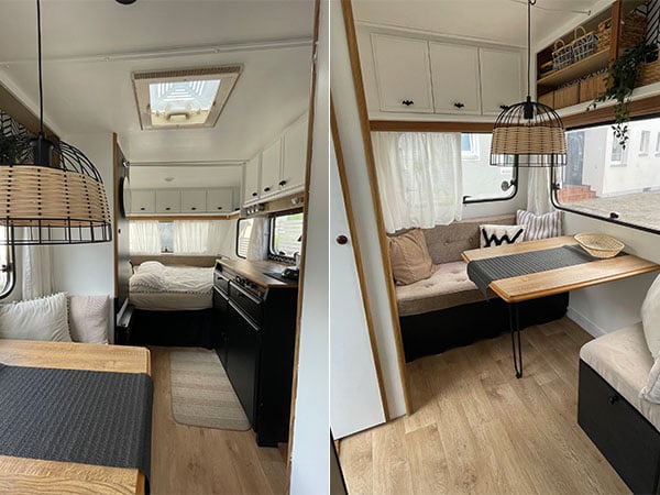 Een kijkje in de caravan van Lisa en Marcel