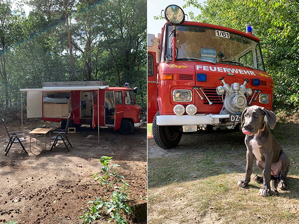 Kamperen in een oude brandweerwagen